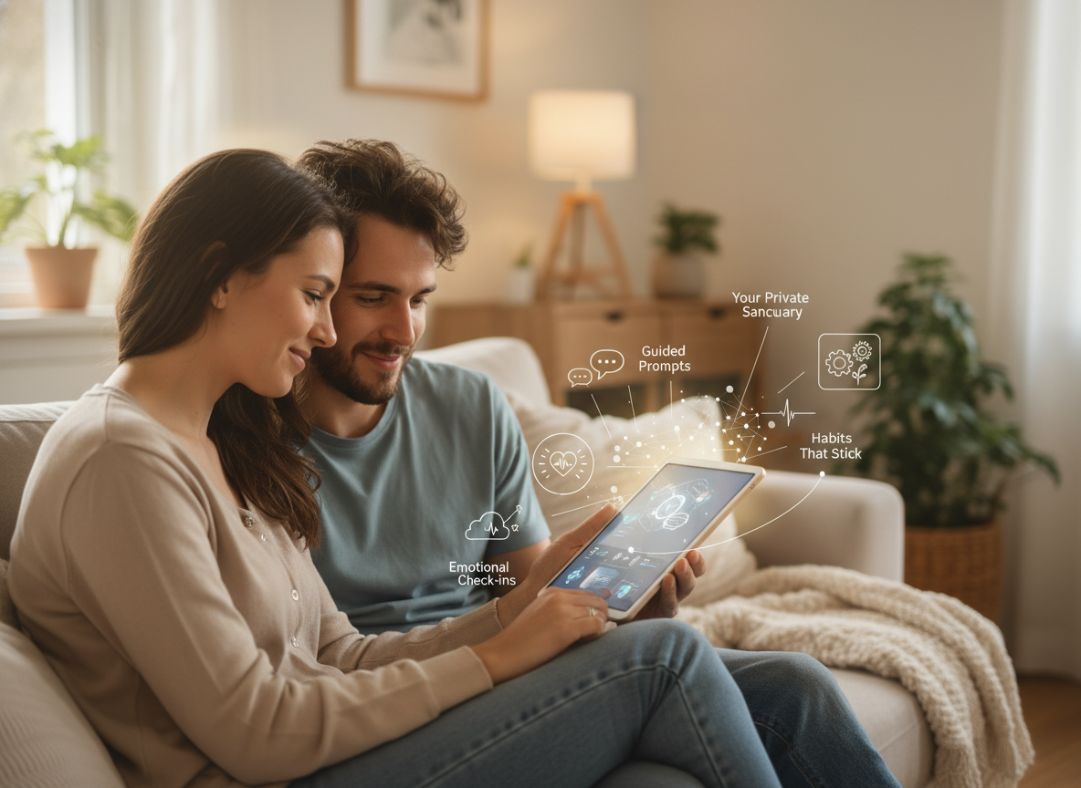 FEELT: Your Private Sanctuary for Connection and Growth - private couples app visual guide