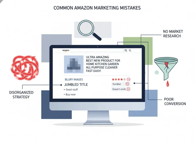Common Mistakes to Avoid in Amazon Marketing - marketing in amazon visual guide