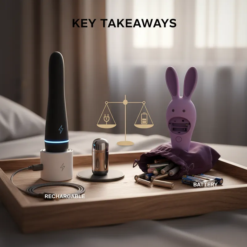 Key Takeaways - rechargeable vs battery toys visual guide