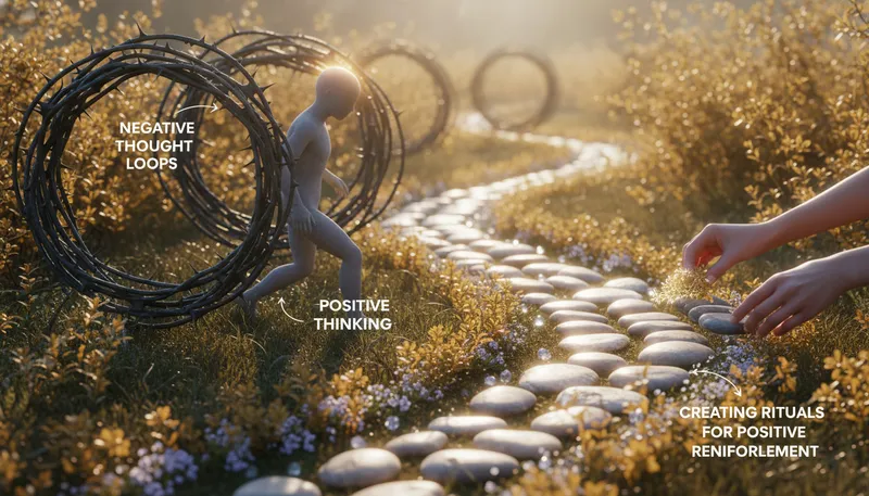 The Role of Habits in Positive Thinking - think of positive thoughts visual guide